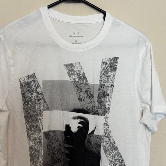 Armani Exchange White and Gray Graphic Tee men’s L #98 - Picture 3 of 5